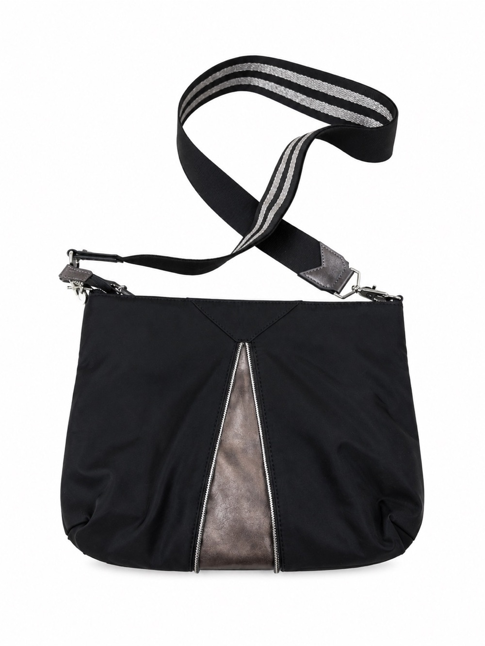 Stella & Dot Black Nylon Crossbody Bag Zip Front Everyday bag - Picture 3 of 15